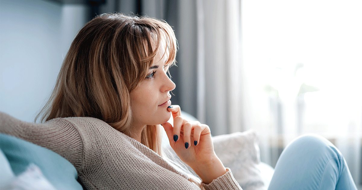 Woman looking anxious about childbirth